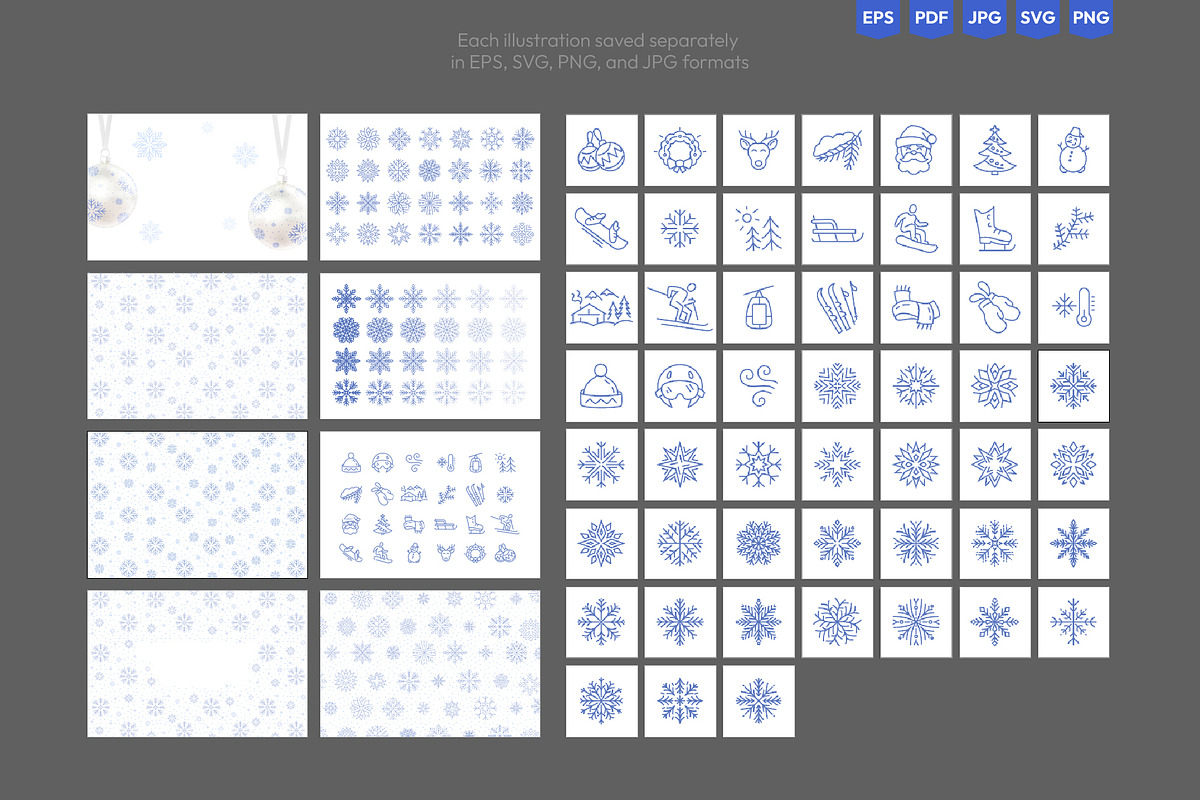 Outline Snowflakes & Winter Icons, an Illustration by Ilia Design (Photo 9 of 10)