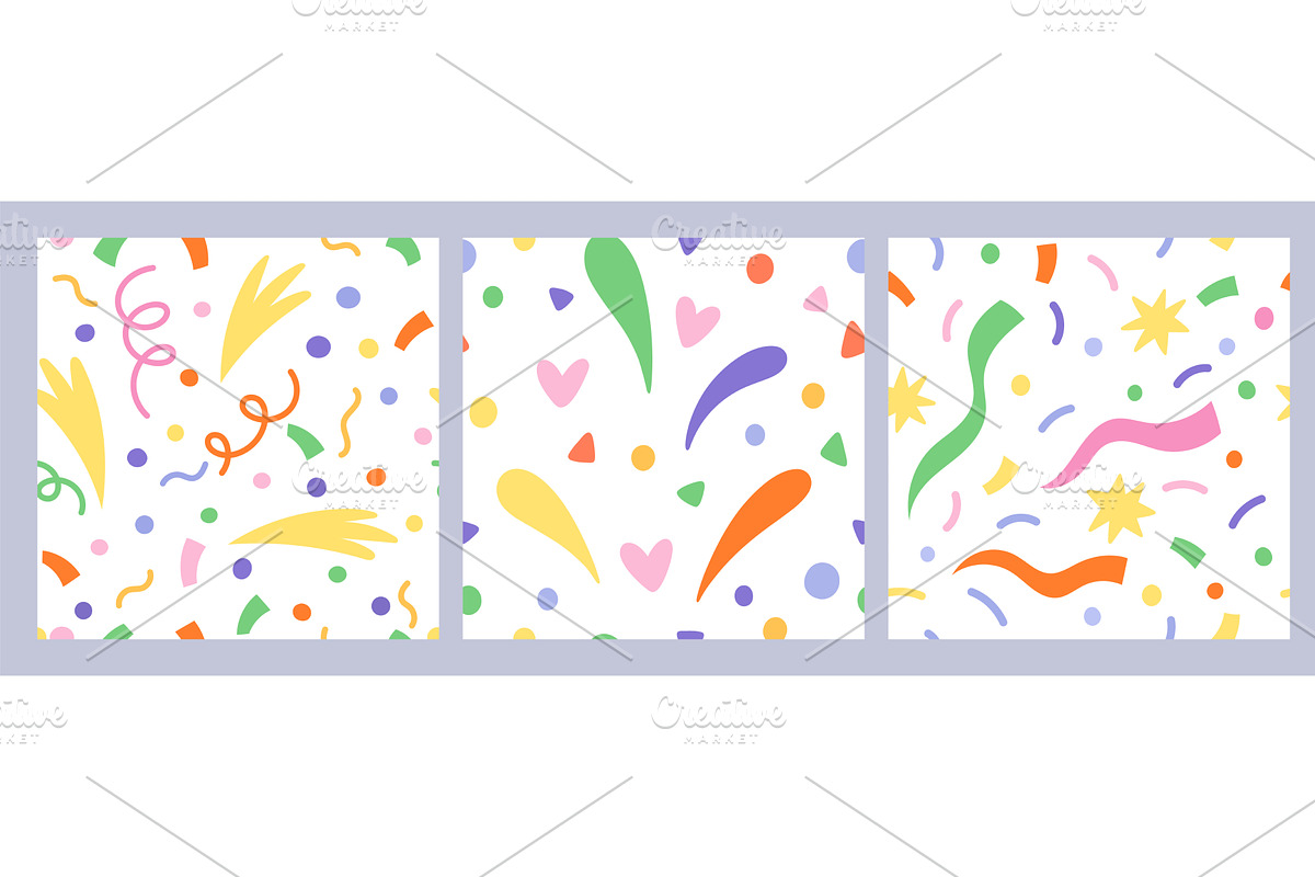 Confetti seamless patterns. Party, an Object Illustration by YummyBuum