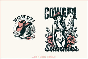 Cowgirl Summer PNG, Coastal Western