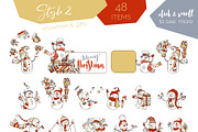 Cute Snowmen Set, a Decorative Illustration by MaljukArt (Thumbnail 4 of 14)