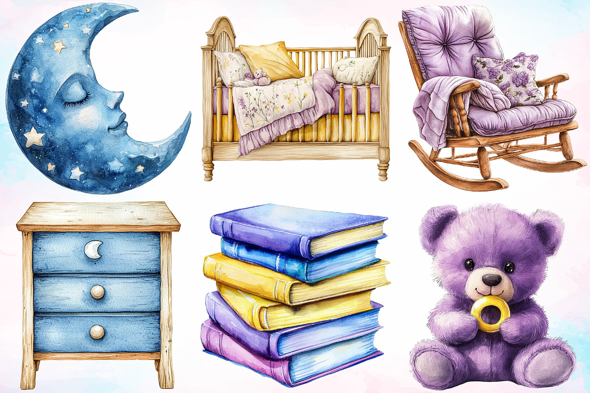 Yellow Light Lilac Baby Nursery PNG, an Illustration by Canvas Craft (Photo 3 of 3)