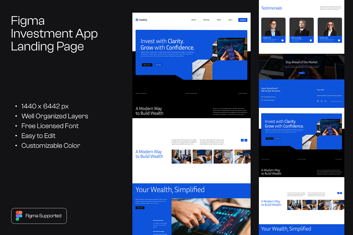 Figma Investment App Landing Page, a Landing Page Template by Musara (Photo 1 of 6)