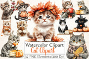 Thanksgiving Cat Clipart, an Illustration by DreamCafeArt (Thumbnail 1 of 5)