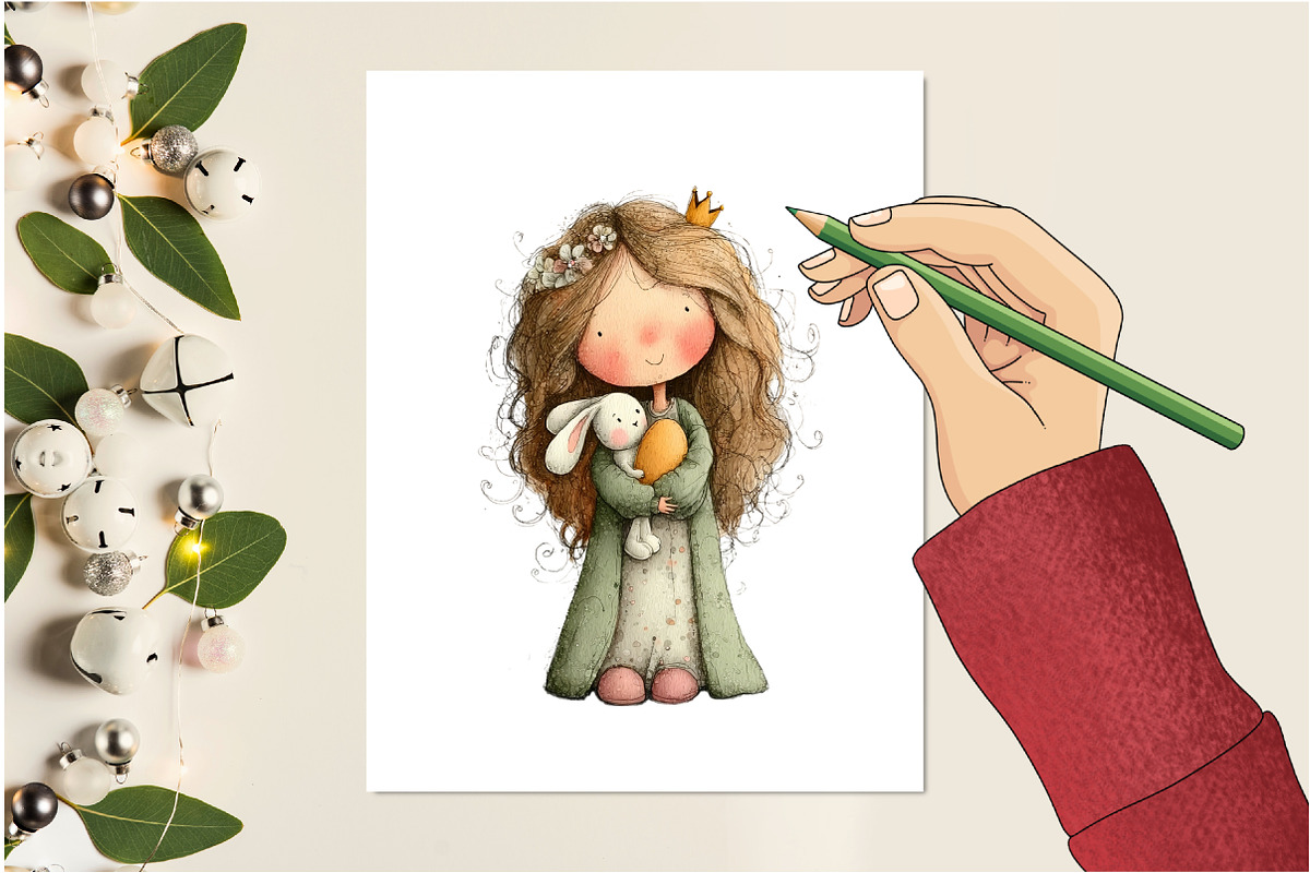 Whimsical Easter Girl Clipart, an Illustration by Design Market (Photo 4 of 5)