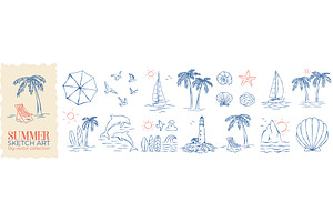 Summer Sea Doodle Collection, an Illustration by Andrey Yaroslavtsev
