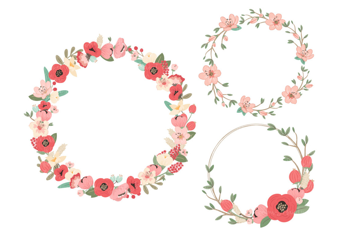 Mint & Coral  Floral Wreaths, an Illustration by Amanda Ilkov (Photo 3 of 4)