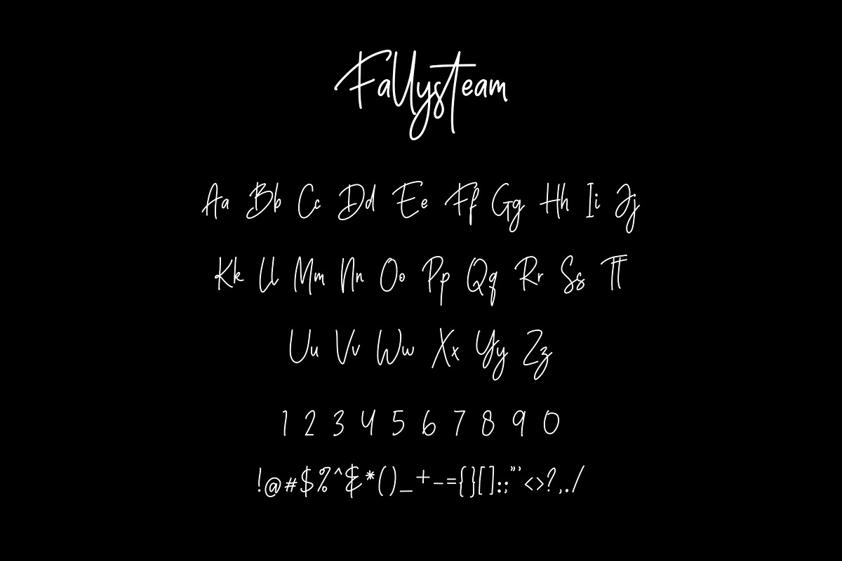 Fallysteam Signature Script Font preview 2