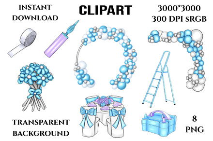 Balloon arch garlands, electric pump, an Object Illustration by SarbashArts