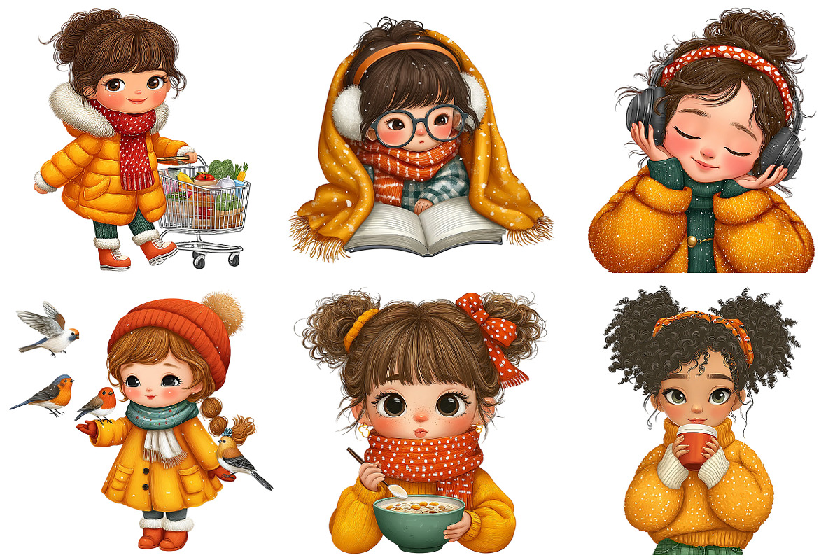 Daily Routine Winter Girl Clipart, an Illustration by Craft Nest (Photo 6 of 9)