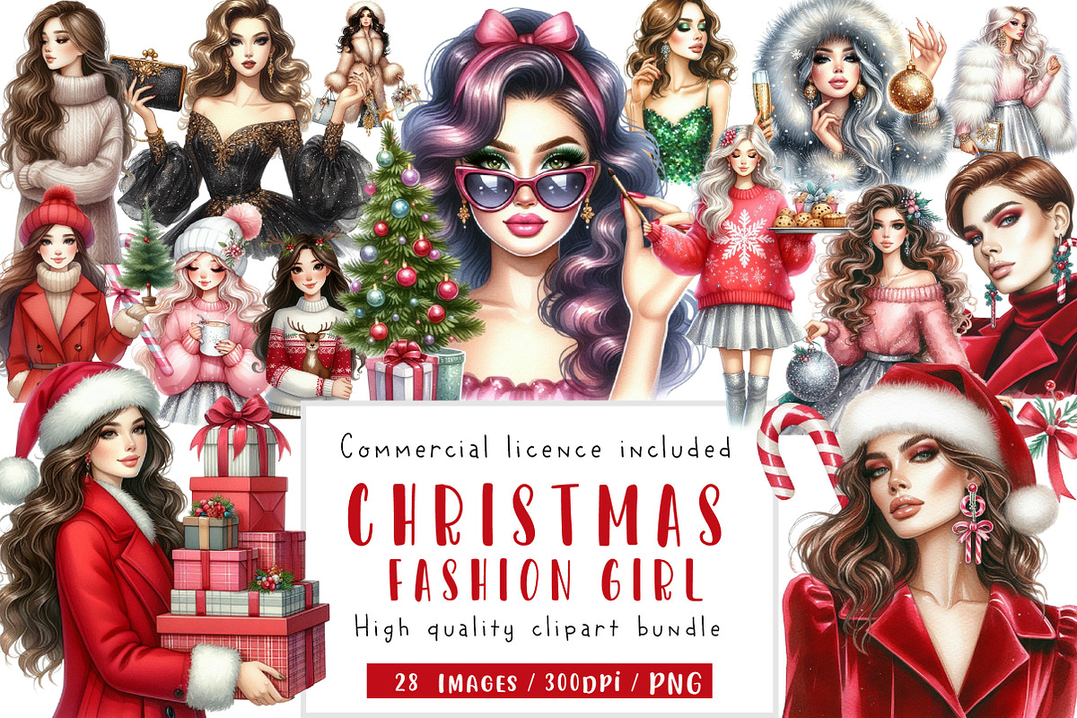 Christmas Fashion Girl Sublimation, an Illustration by CreationArt (Photo 1 of 5)