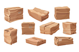 Deformed broken cardboard boxes, a Transportation Illustration by Vector Tradition