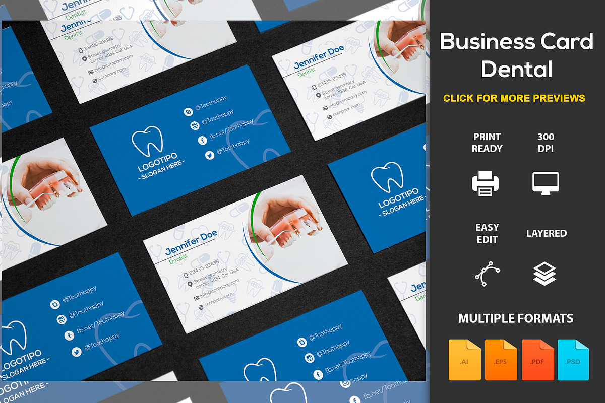 Business Card Dental, a Business Card Template by DesignsStore (Photo 1 of 2)