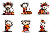 Whimsical Autumn Teddy Bear Clipart, a Seasonal Illustration by CreationArt (Thumbnail 5 of 6)