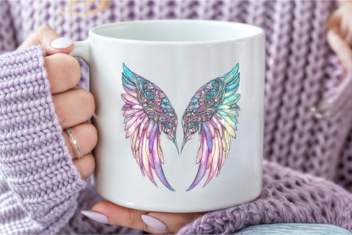 Stained Glass Angel Wings Clipart, an Illustration by DreamCafeArt (Photo 6 of 6)