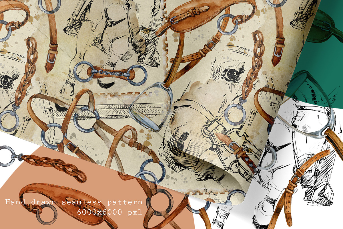 Sport Horses watercolor set, an Object Graphic by FineArt (Photo 10 of 18)