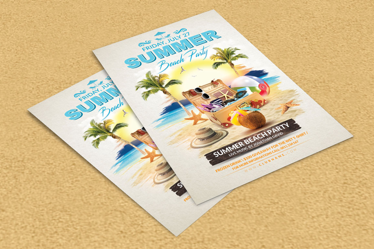 Summer Beach Party Flyer Template, a Flyer Template by Briell Design (Photo 3 of 3)