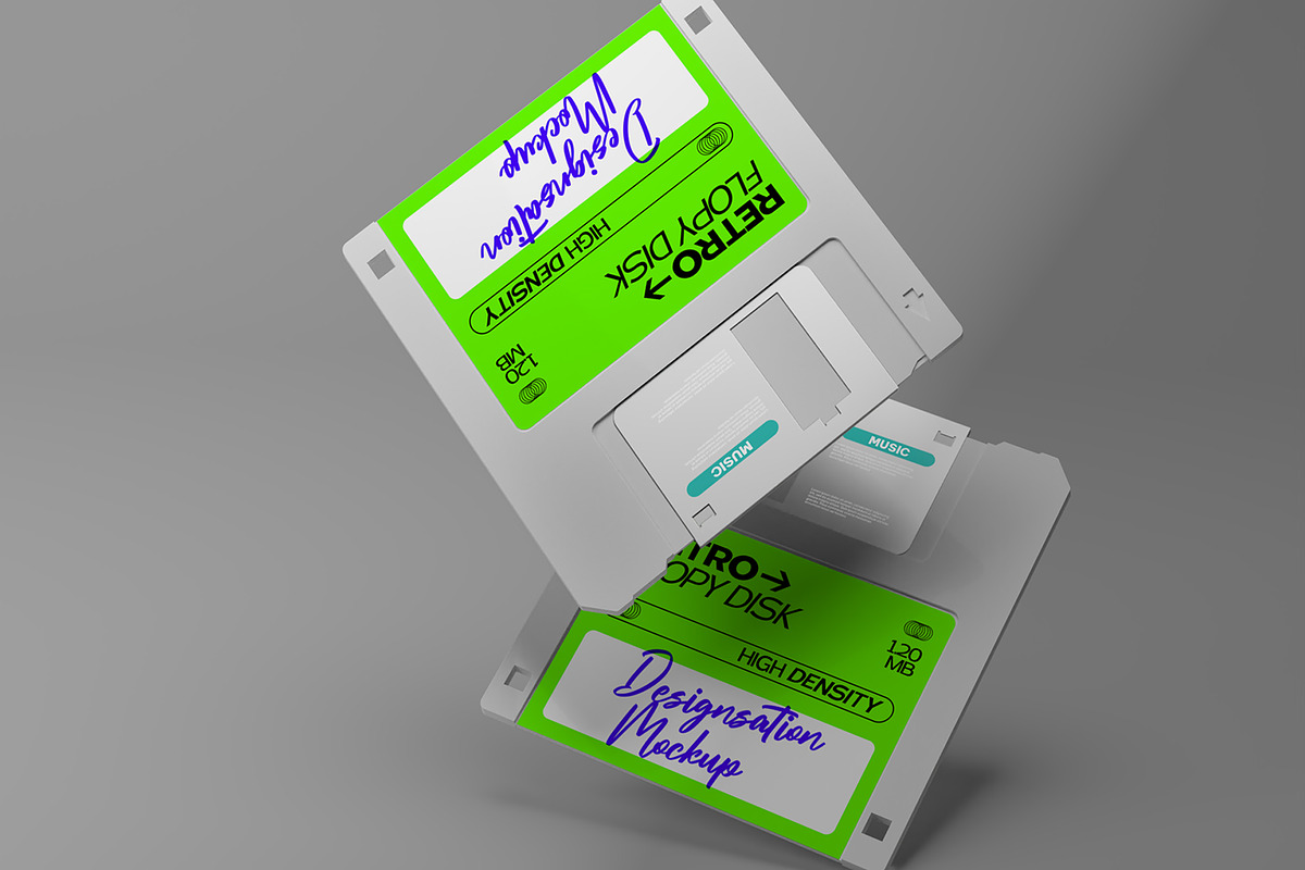 Analog Floppy Disk 3D Mockup, a Product Mockup by Designsation (Photo 2 of 3)