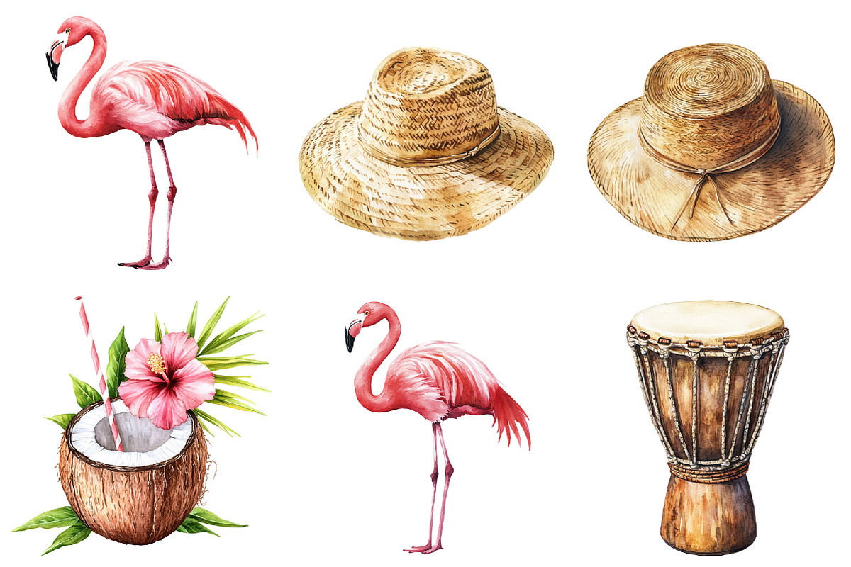 Watercolor Hawaii Clipart, a Seasonal Illustration by CitraGraphics (Photo 5 of 6)