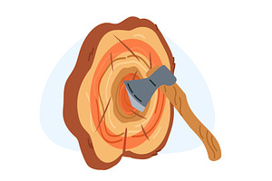 Throwing axe at wooden target made, an Object Illustration by Vectorbuum