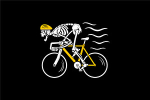 Skeleton Riding A Road Bike Mascot