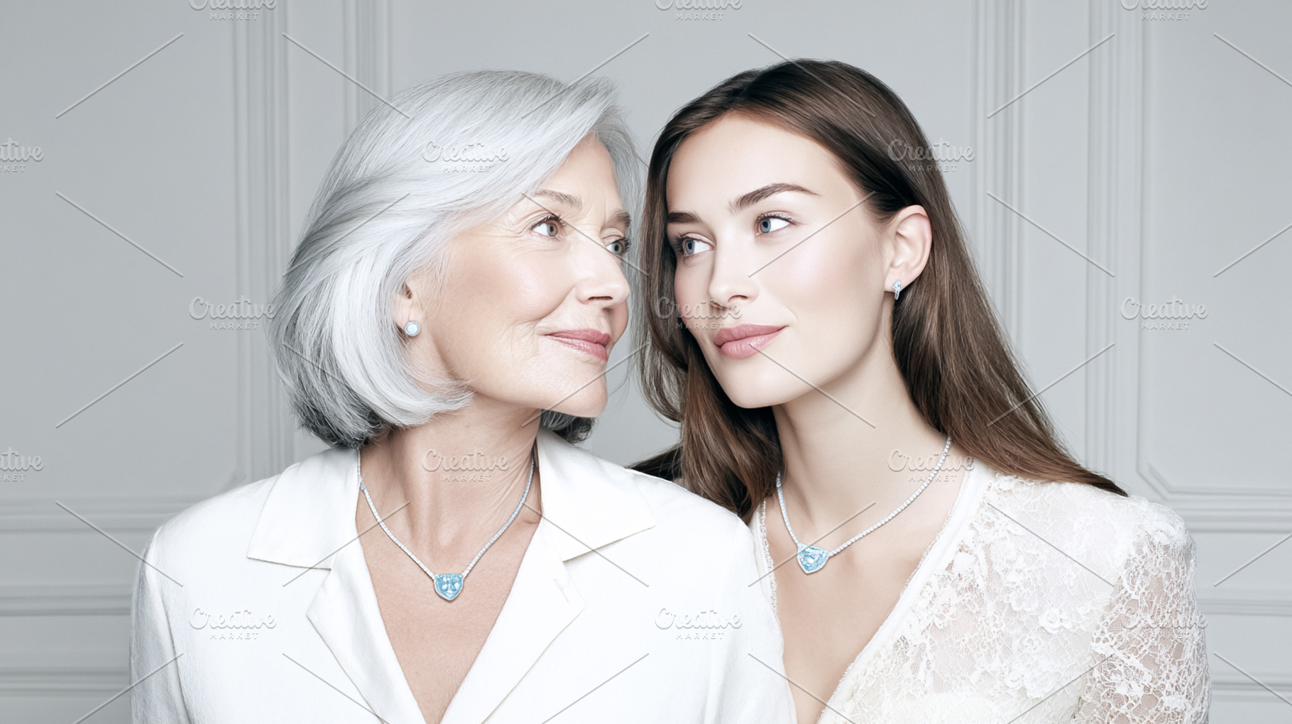 Two women, a senior mother and young adult daughter, sharing a l, a Photo by Studio ANNA