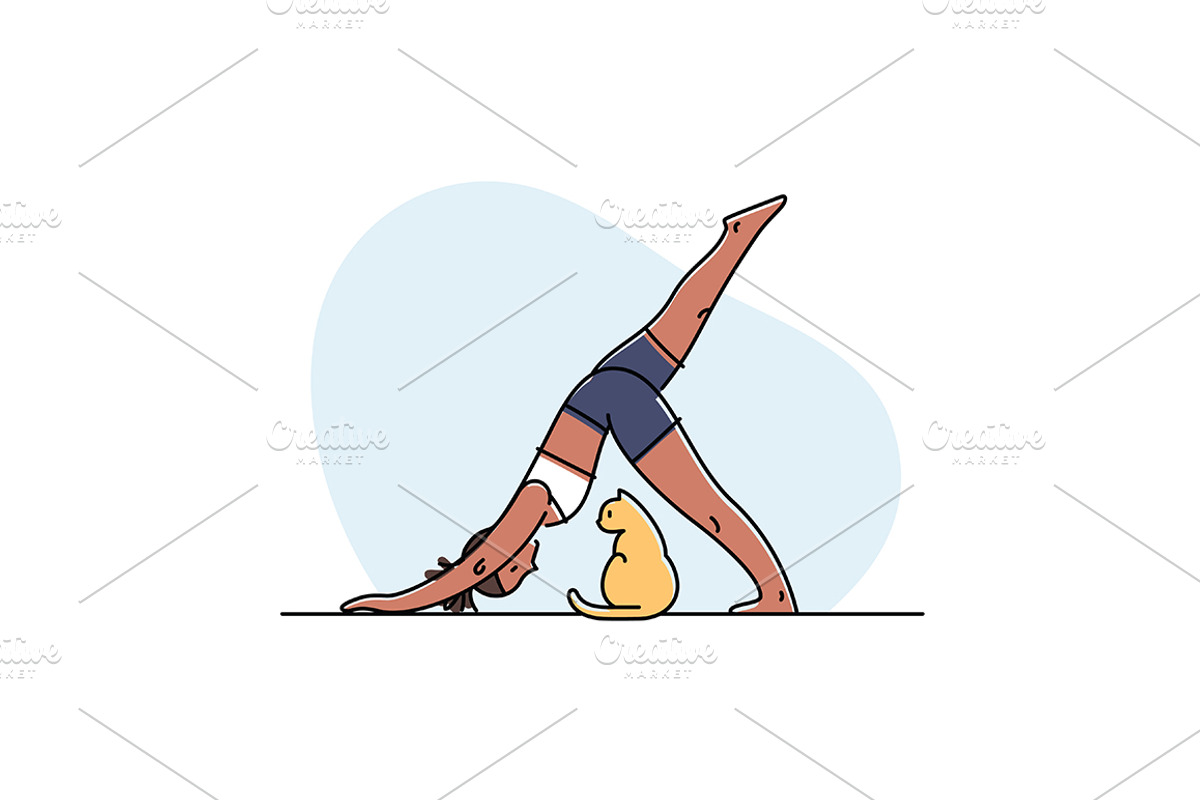 Yoga practice & cat illustration set, a Healthcare Illustration by tetiana.svirska (Photo 3 of 17)