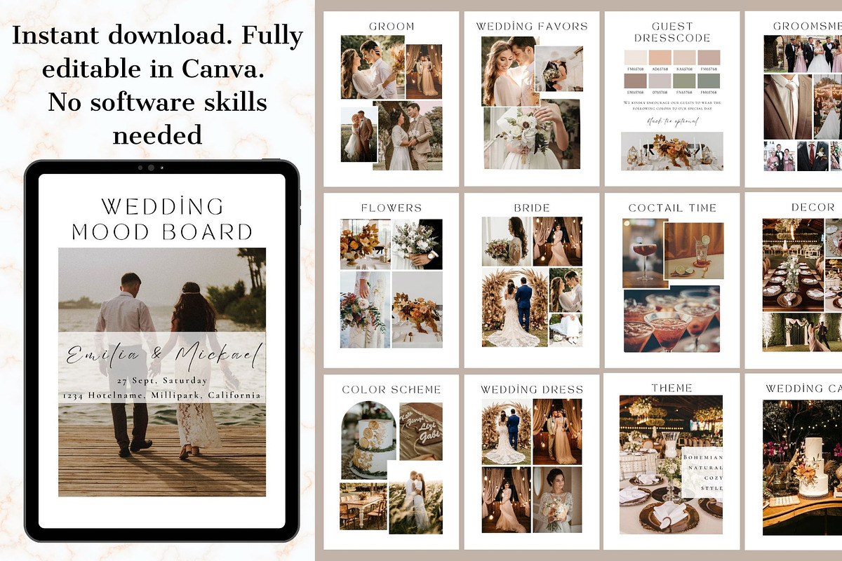 Wedding mood board template, a Stationery Template by EvaTemplates (Photo 2 of 10)