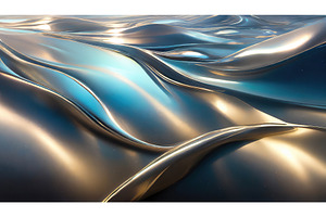 Metallic waves with blue and gold, an Abstract Photo by Igor Tichonow