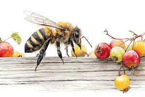 Detailed watercolor bee standing on, an Animal Photo by MistyDay