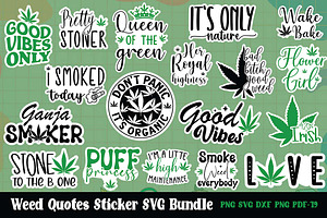 Weed Cannabis Sticker Marijuna Set, an Object Graphic by FiveStarCrafting