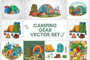 21 Camping Gear Vector Set, an Object Graphic by adenpinkstore
