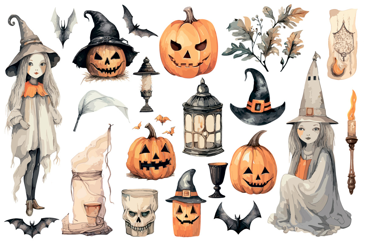 Halloween Vintage clipart, an Object Graphic by Evgeniia (Photo 4 of 11)