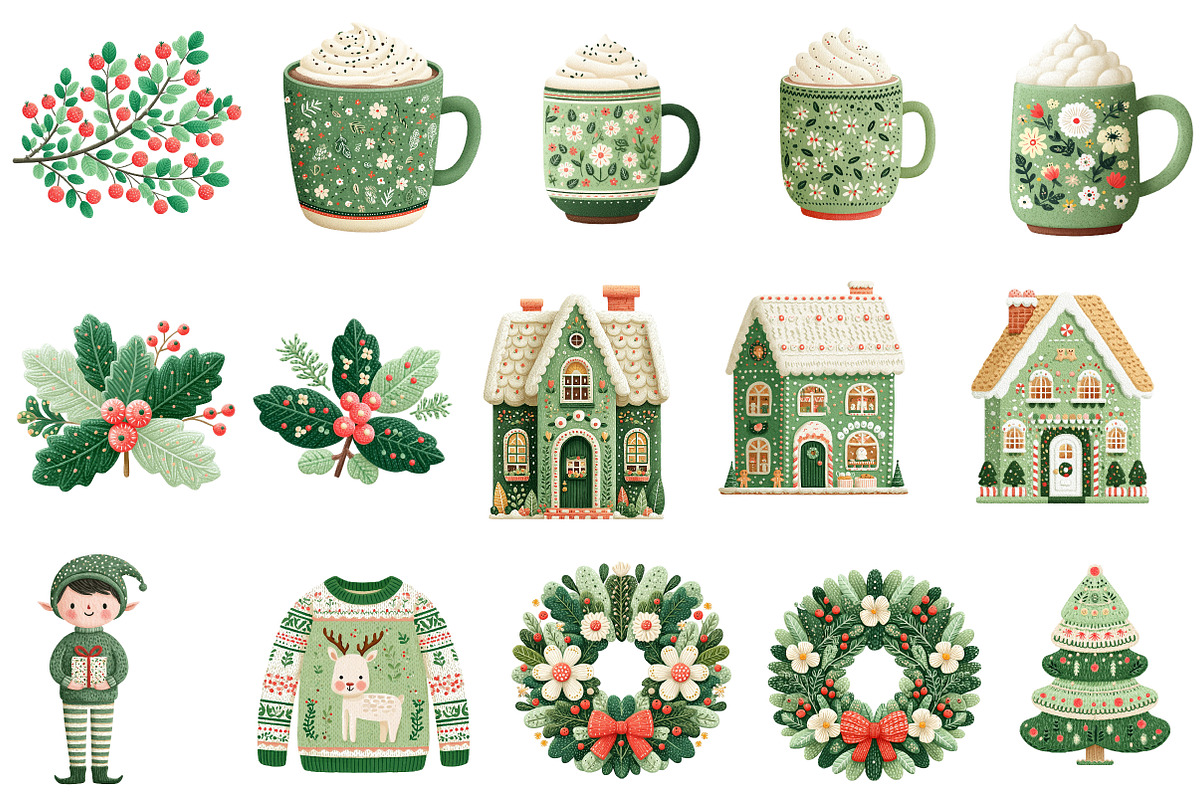 Watercolor Christmas clipart, an Illustration by Designworld (Photo 2 of 5)