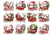 Santa Riding Sleigh Reindeer, an Illustration by Design Market (Thumbnail 2 of 3)