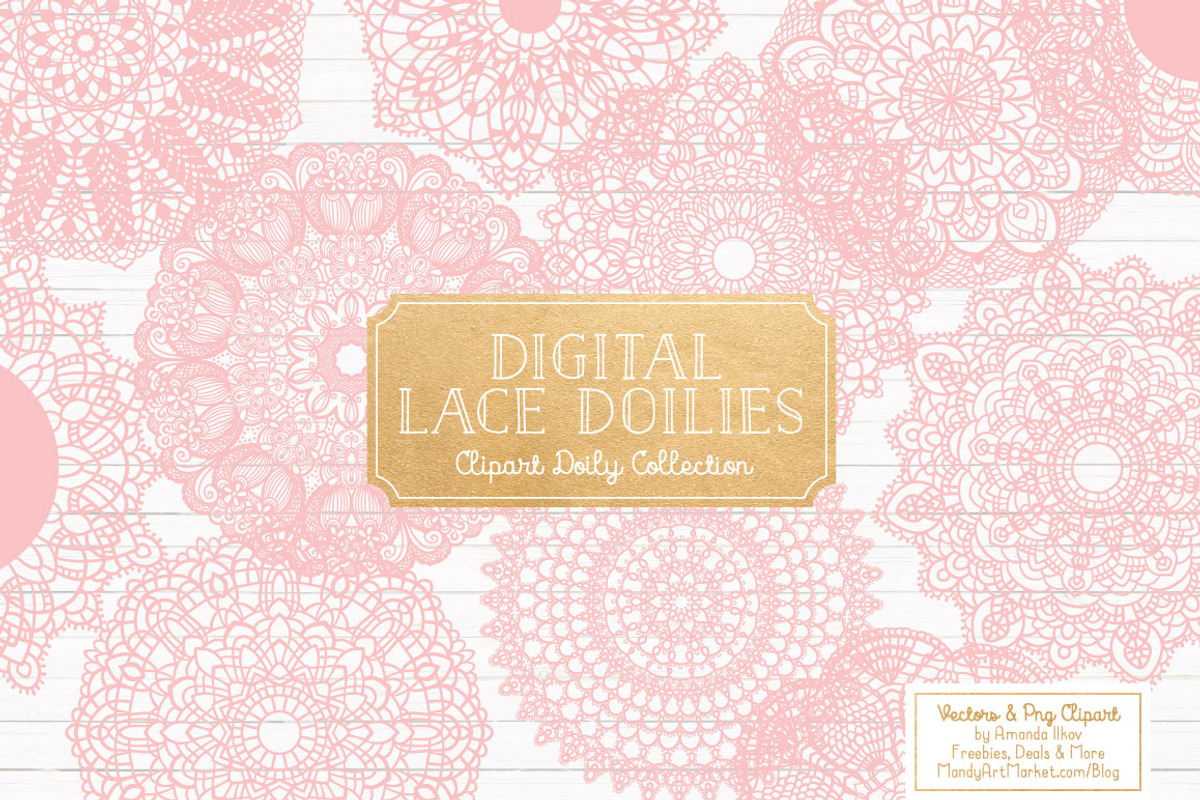 Soft Pink Round Lace Doily Vectors, an Illustration by Amanda Ilkov (Photo 1 of 4)