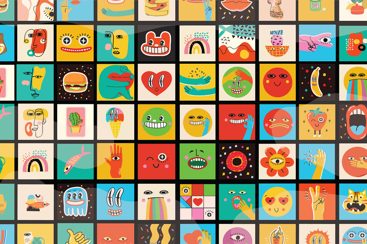 MOODS cartoon modern clipart pack, a Decorative Illustration by Virinaflora (Photo 9 of 10)