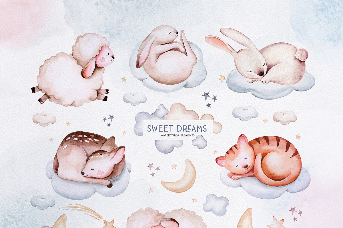 Sweet dreams watercolor collection, an Animal Illustration by Peace ART (Photo 4 of 17)