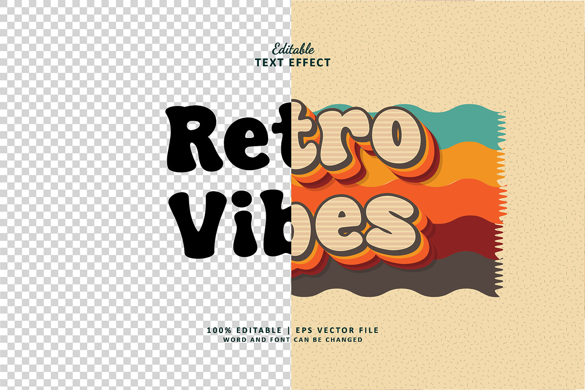 Text Effect Retro Vibes, a Layer Style Add-On by Navy Graphic (Photo 2 of 2)