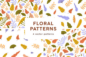 Modern floral seamless patterns set, a Pattern Graphic by Good Studio