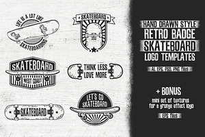 Retro Skateboard Template Logo Set