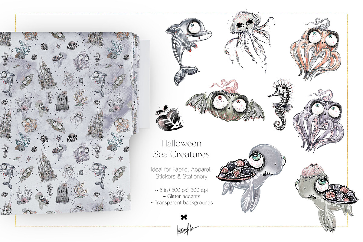 Halloween Gothic Mermaids Sea Bundle, a Seasonal Illustration by KaramfilaS (Photo 5 of 8)