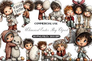 Whimsical Easter Boy Clipart, an Illustration by Black Bird Studio