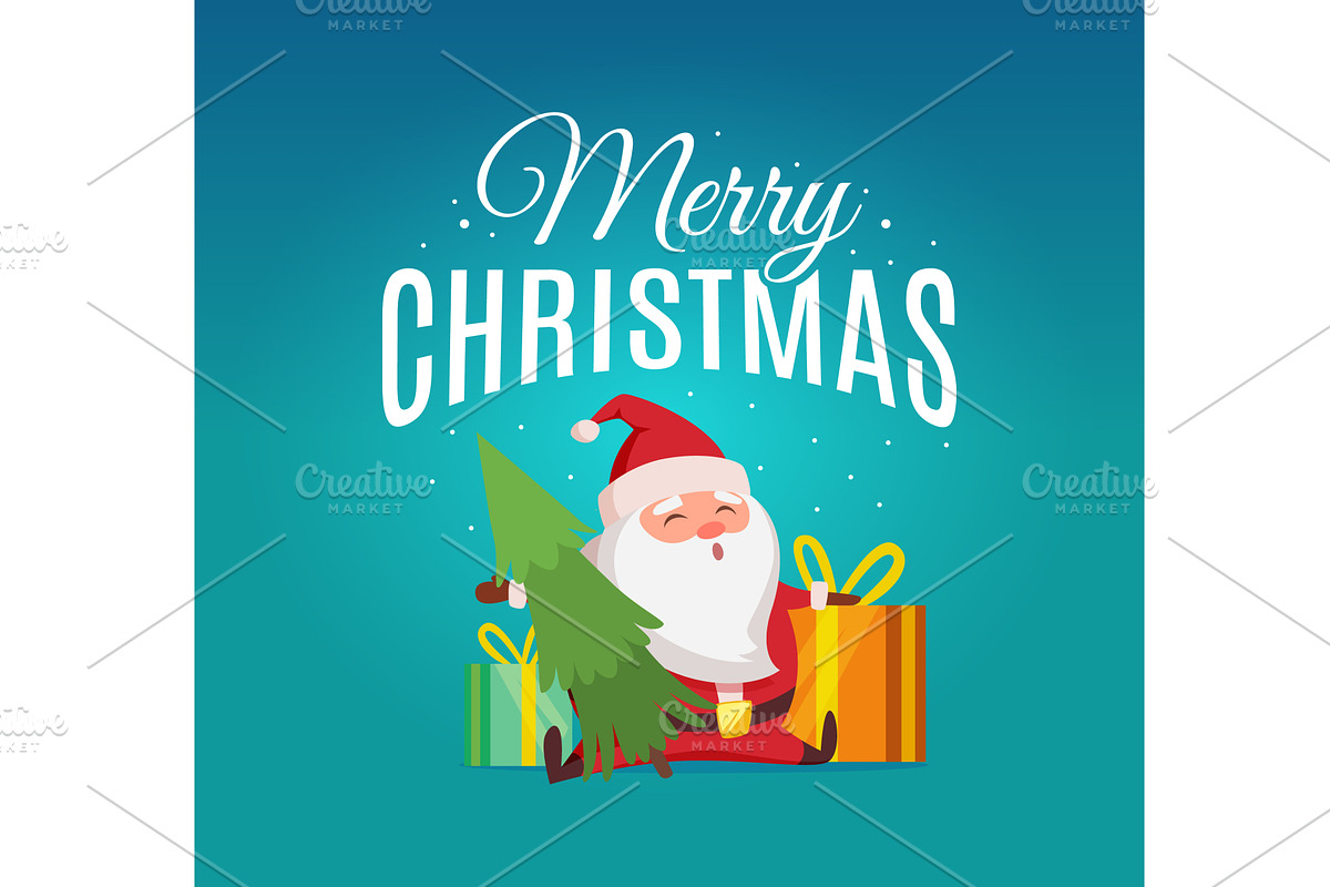 Christmas poster. santa with present, an Object Illustration by Onyx
