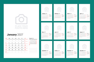 Modern 2027 Wall Calendar - EPS