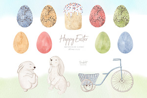 Happy Easter. Watercolor Clipart.