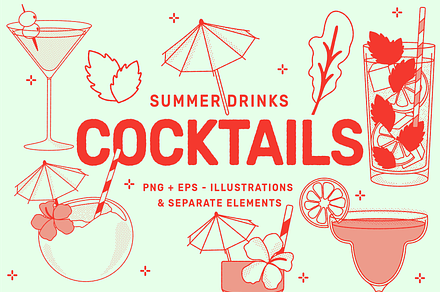 Summer Cocktails Vector Illustration