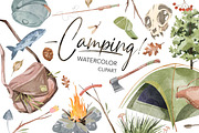 Watercolor Camping Clipart. Forest, an Animal Illustration by NKTKNS (Thumbnail 1 of 5)