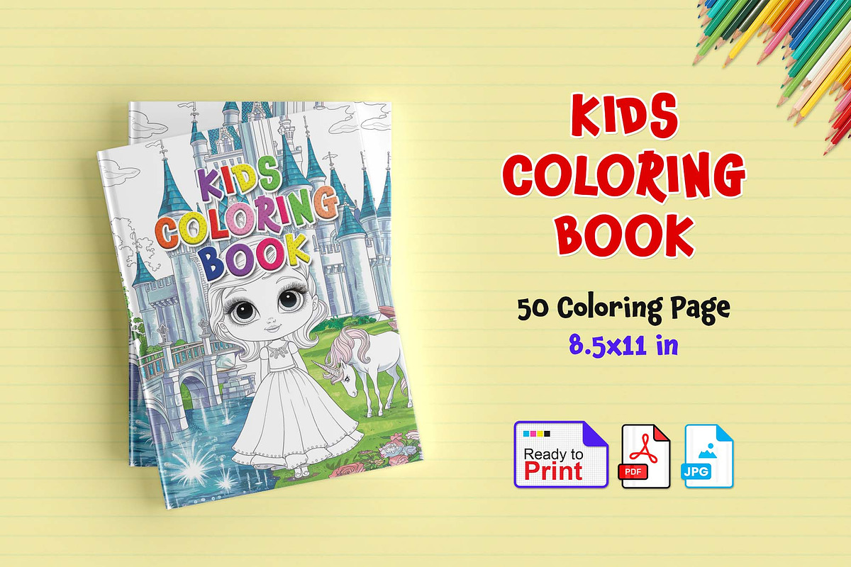 Kids Coloring Book Pdf, a Stationery Template by Graphic Template (Photo 1 of 2)