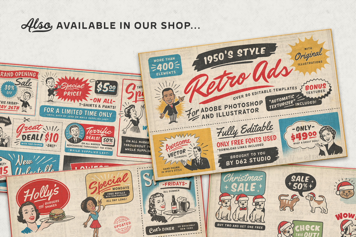 1950s Style Retro Ad Templates, a Templates & Theme by DISTRICT 62 STUDIO (Photo 6 of 6)