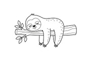 Cute Sloth Line Art Bundle, an Illustration by musafir_fashion (Thumbnail 45 of 51)